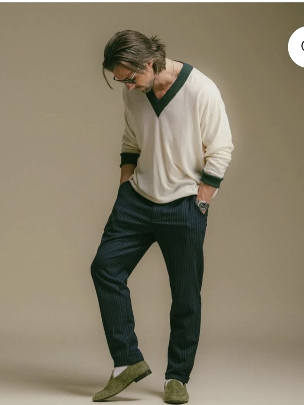 Del Toro Men’s Vintage V-neck  Sweater - Made in Italy